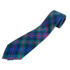 Scotland House LTD Murray Blue Green Red Plaid Tie 100% New Wool